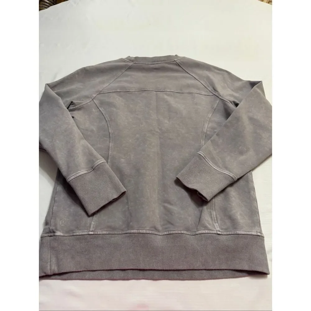Lululemon Scuba Crew Washed Dark Chrome Grey Sweatshirt Size 8